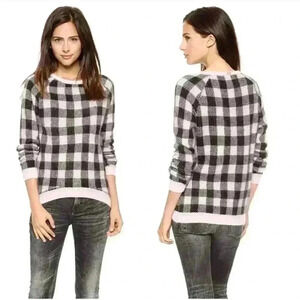 For Love and lemons knitz plaid angora blend fuzzy pullover sweater sz small